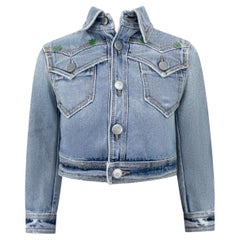 S/S 2005 Dsquared2 Marijuana Leaf Stoner Distressed Denim Cropped Jacket