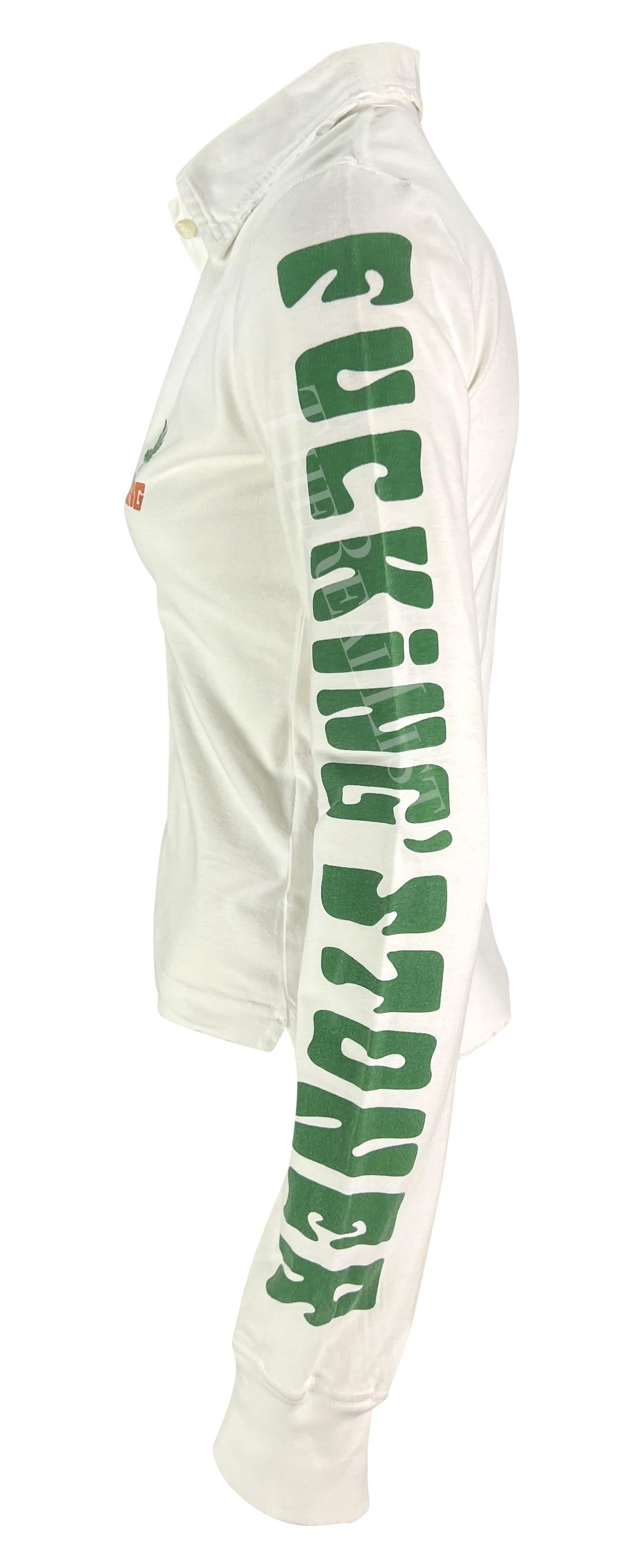 S/S 2005 Dsquared2  'Stoner' Marijuana Smoking White Distressed Rugby Polo Top 3