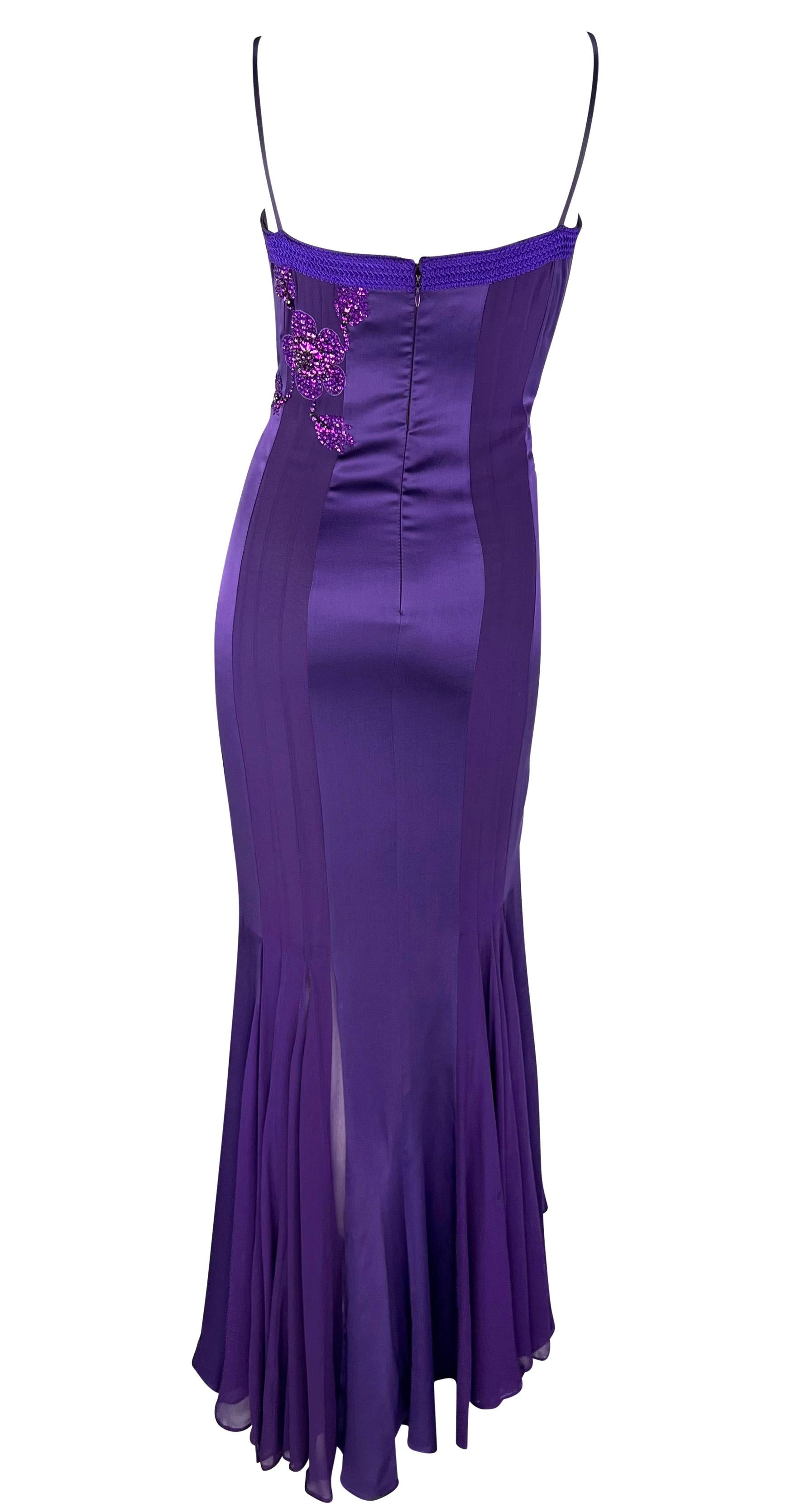 S/S 2005 Emanuel Ungaro by Giambattista Valli Rhinestone Purple Lace-Up Gown For Sale 7