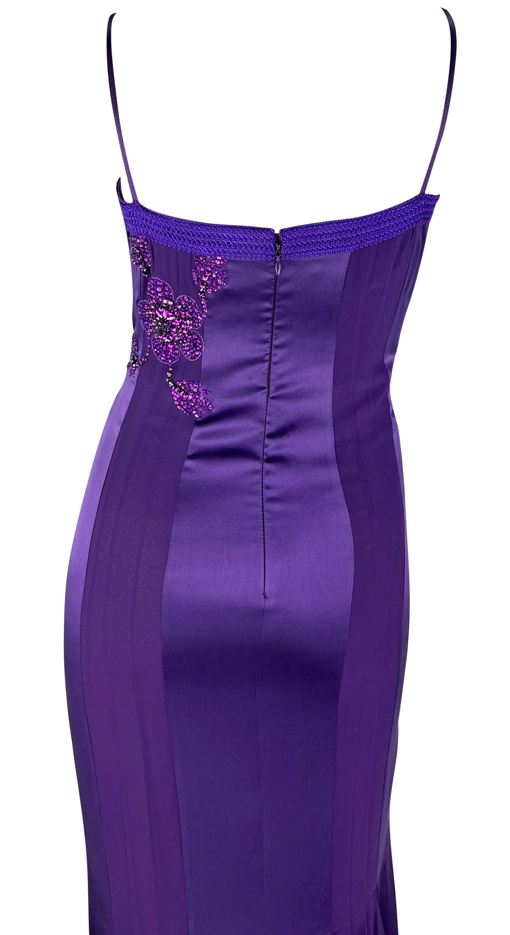 S/S 2005 Emanuel Ungaro by Giambattista Valli Rhinestone Purple Lace-Up Gown For Sale 8