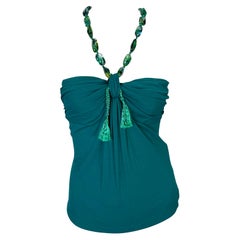 Crop Top in acrilico stretch verde acqua di Emanuel Ungaro by Giambattista Valli per la P/E 2005