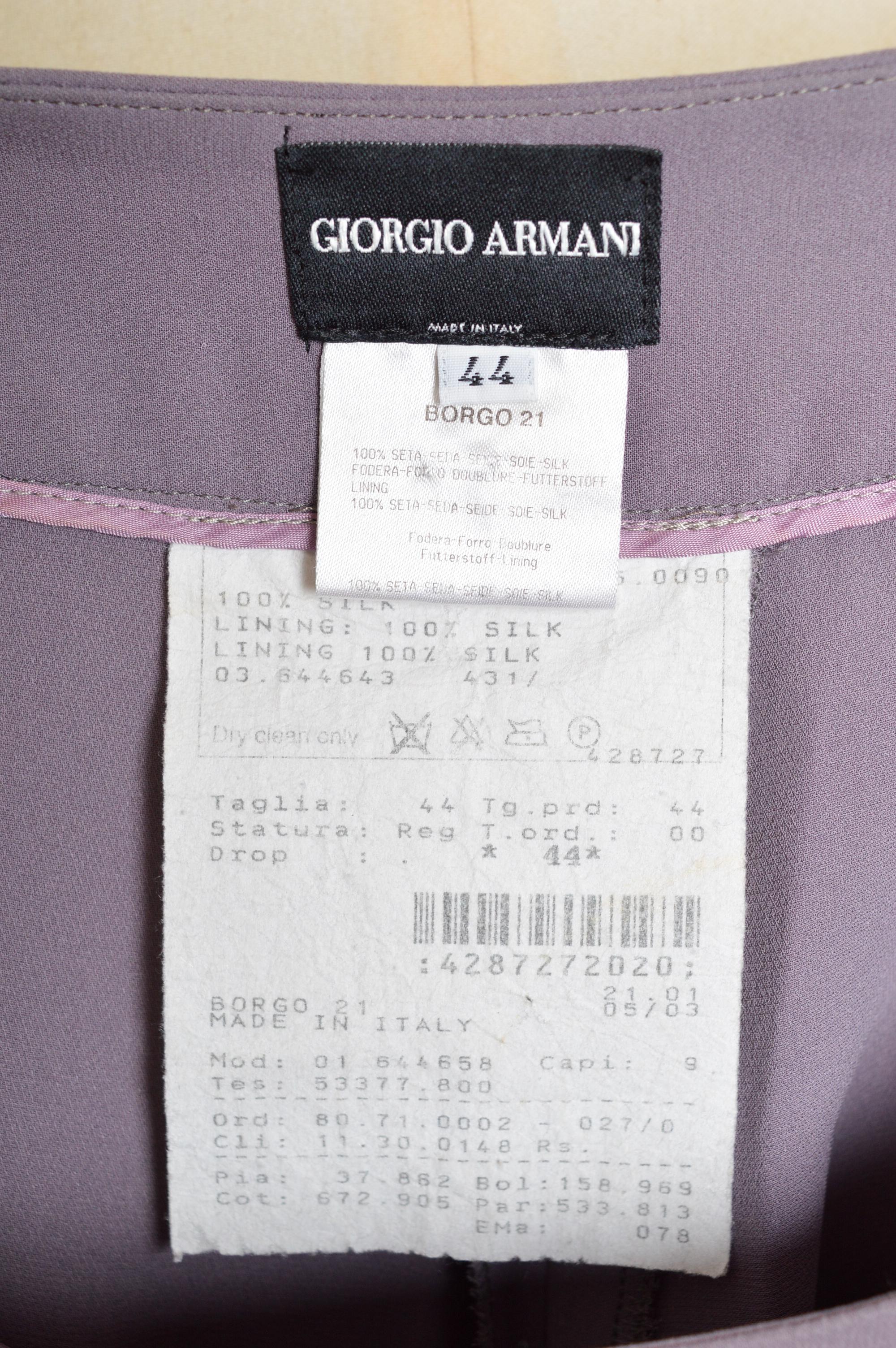 P/E 2005 Giorgio Armani Blazer lilla e viola in raso Giacca e pantaloni da abito in vendita 7