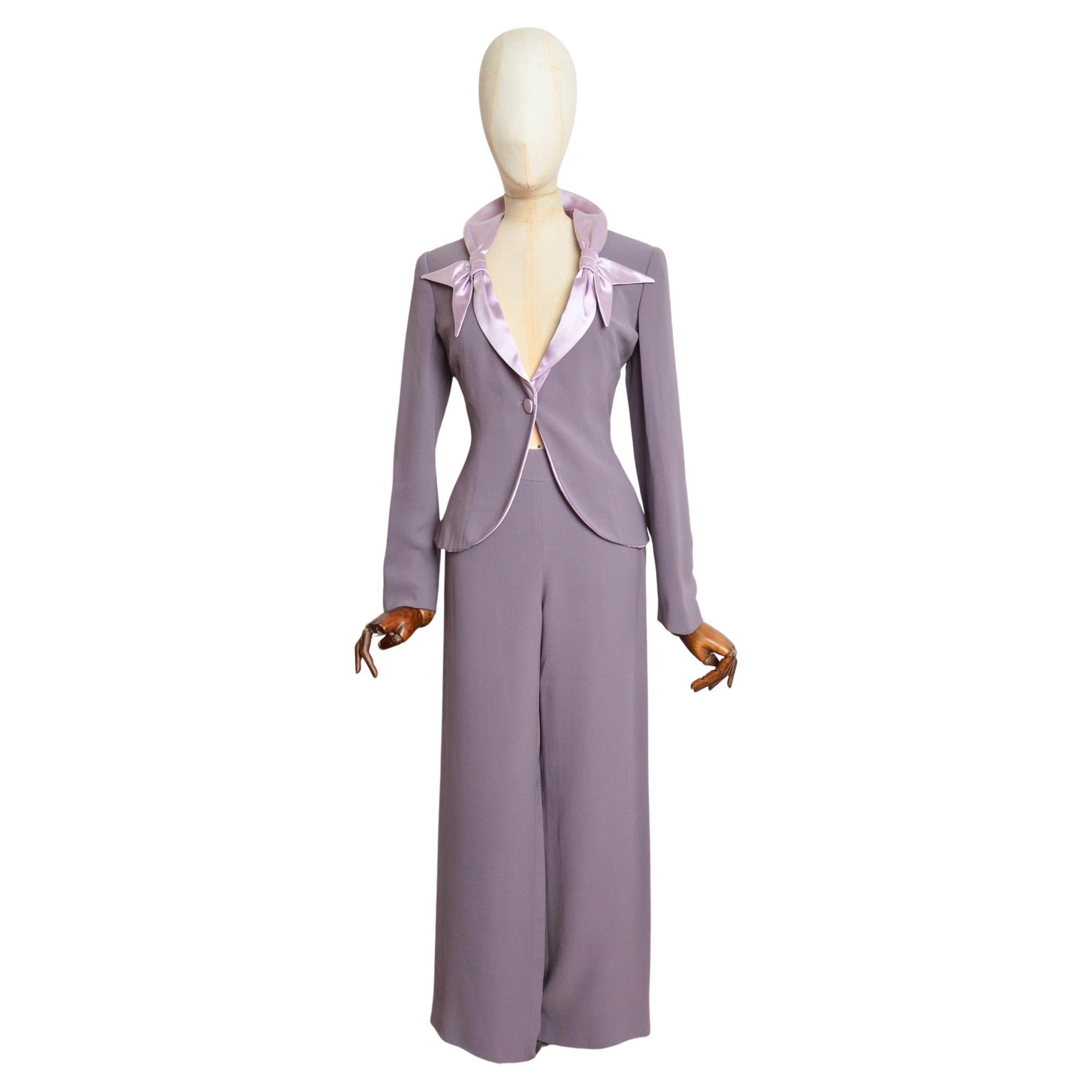 P/E 2005 Giorgio Armani Blazer lilla e viola in raso Giacca e pantaloni da abito in vendita