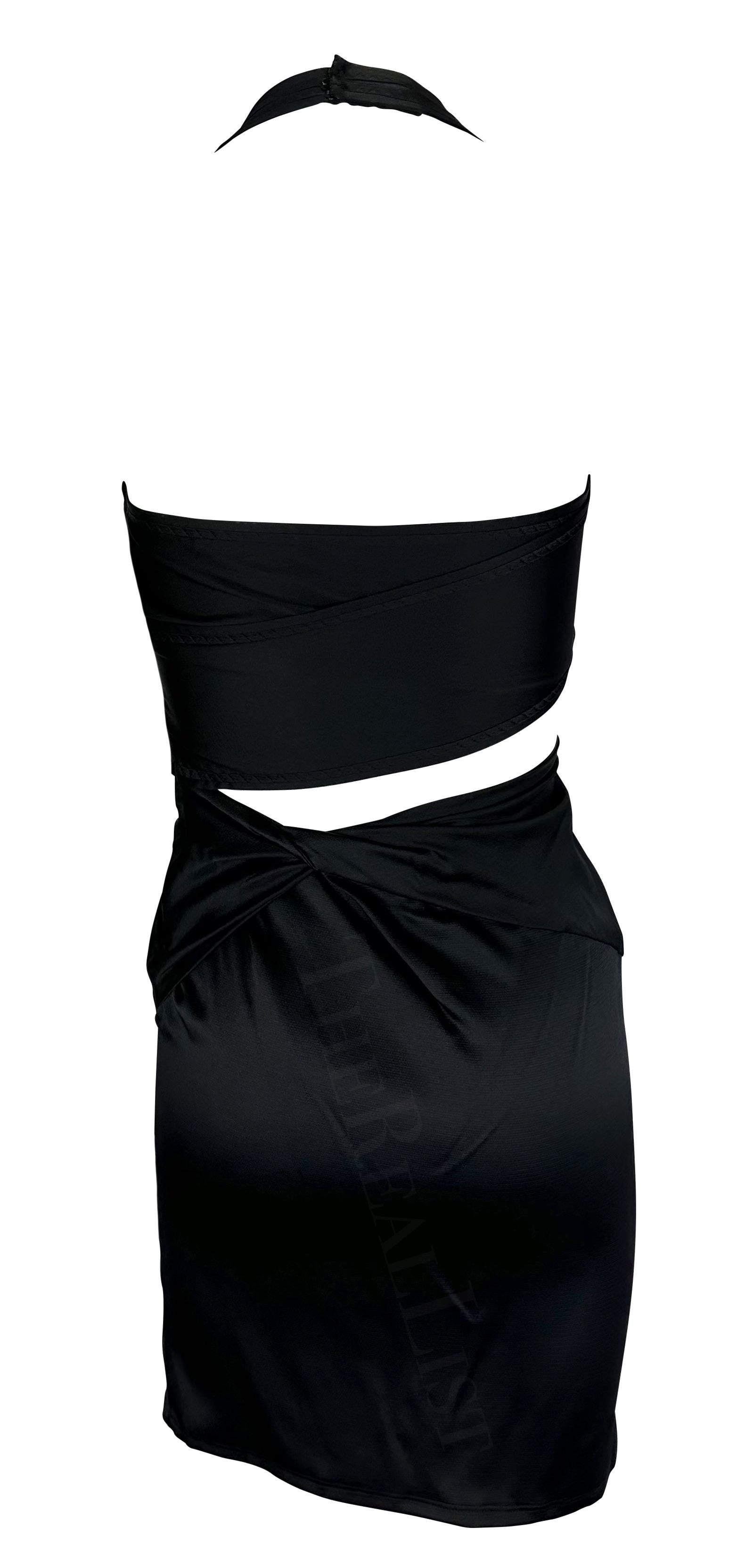 Women's S/S 2005 Gucci Black Strap Cut Out Halter Neck Mini Dress For Sale
