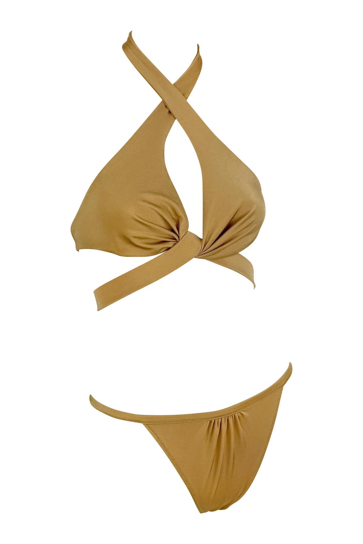 S/S 2005 Gucci Light Tan Halter Body Strap Bikini Swim Set For Sale 1