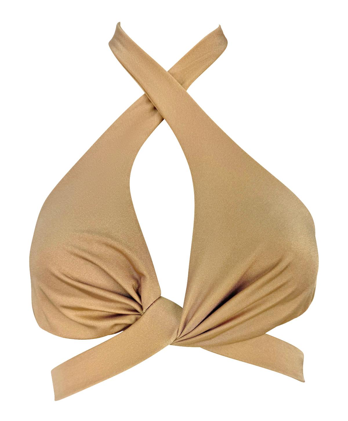 S/S 2005 Gucci Light Tan Halter Body Strap Bikini Swim Set For Sale 2