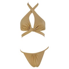 S/S 2005 Gucci Light Tan Halter Body Strap Bikini Swim Set
