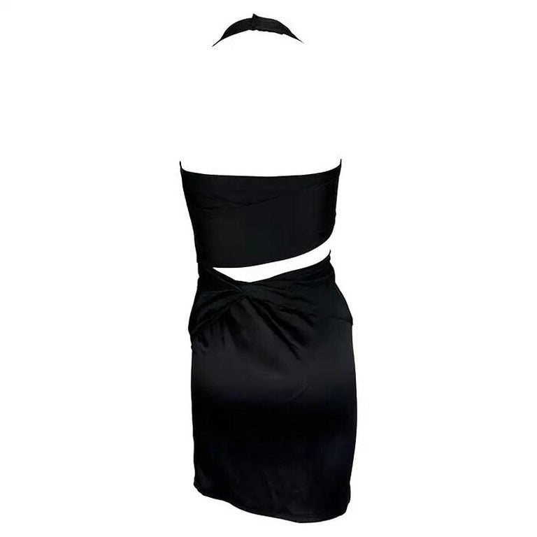 black satin cut out mini dress Wrap Halter Neck Stomach Cutout Satin Mini Dress – Dolls Kill main image 0