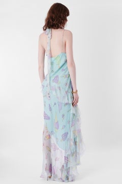 S/S 2005 Vestido con volantes estampado helado azul