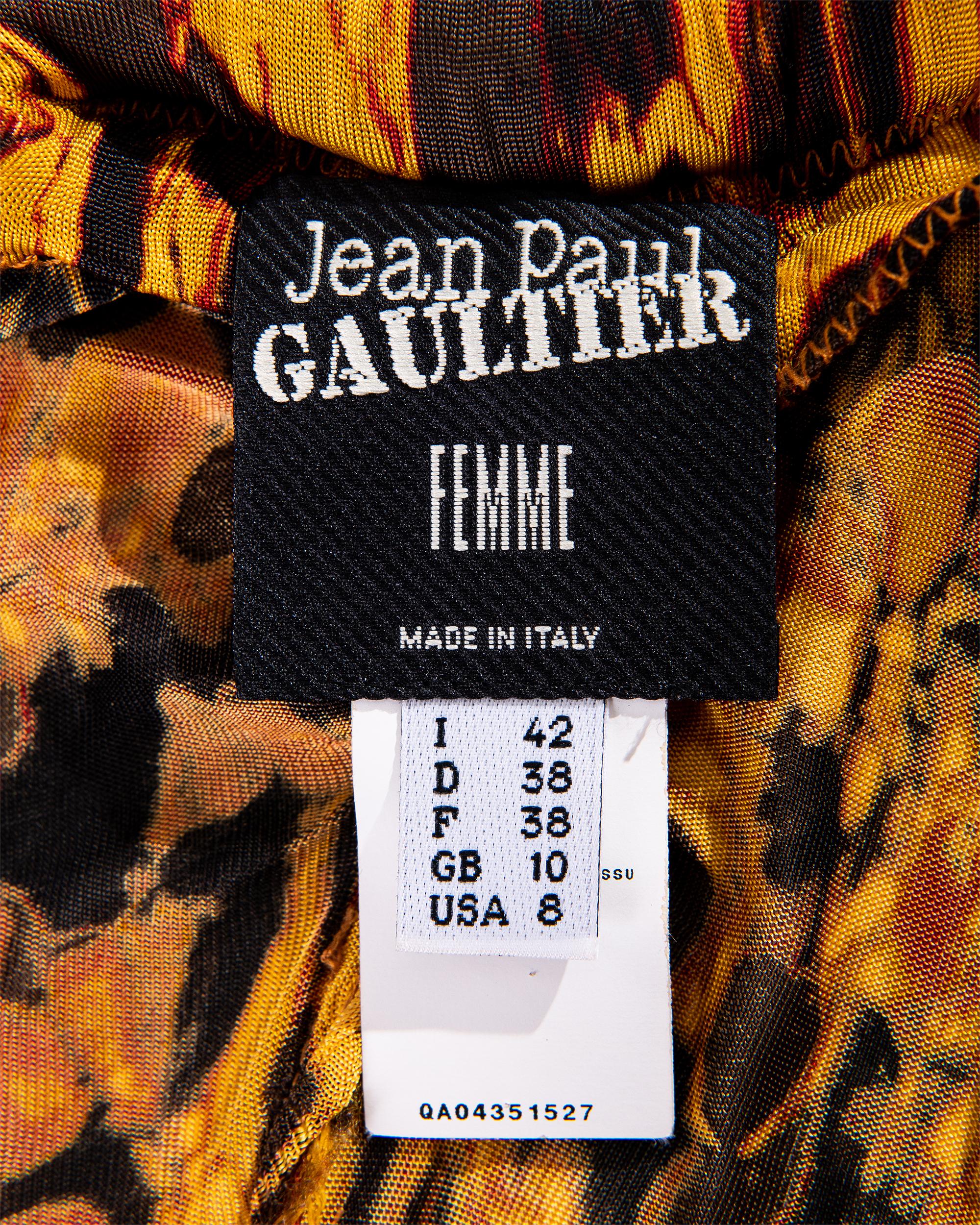 S/S 2005 Jean Paul Gaultier Tortoiseshell Print Macrame Fringe Gown For Sale 9