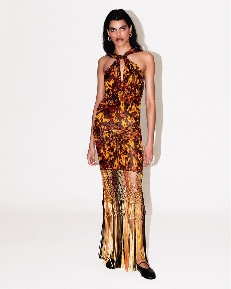 jean paul gaultier leopard print silk chiffon maxi dress Dolce & Gabbana Leopard- Chiffon Dress