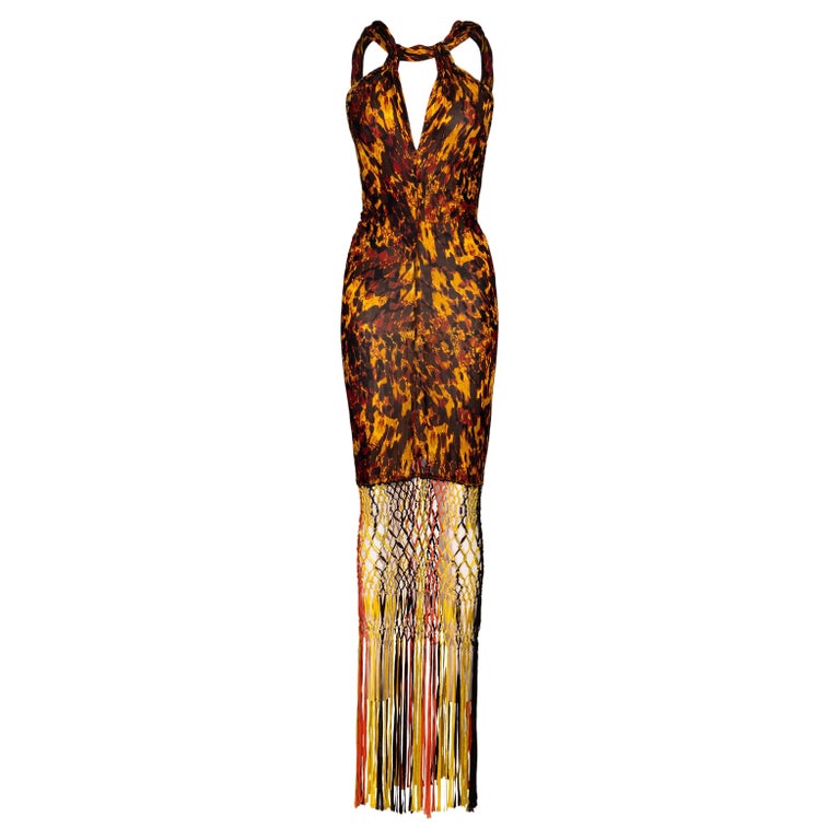 jean paul gaultier leopard print silk chiffon maxi dress Leopard-print Maxi Dress