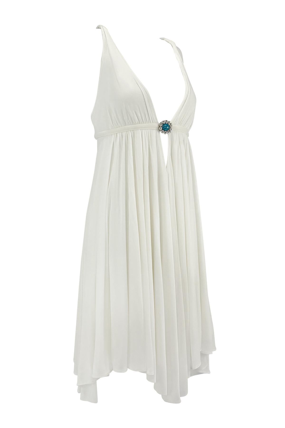 S/S 2005 Michael Kors Runway Plunging White Flare Mini Dress For Sale 2