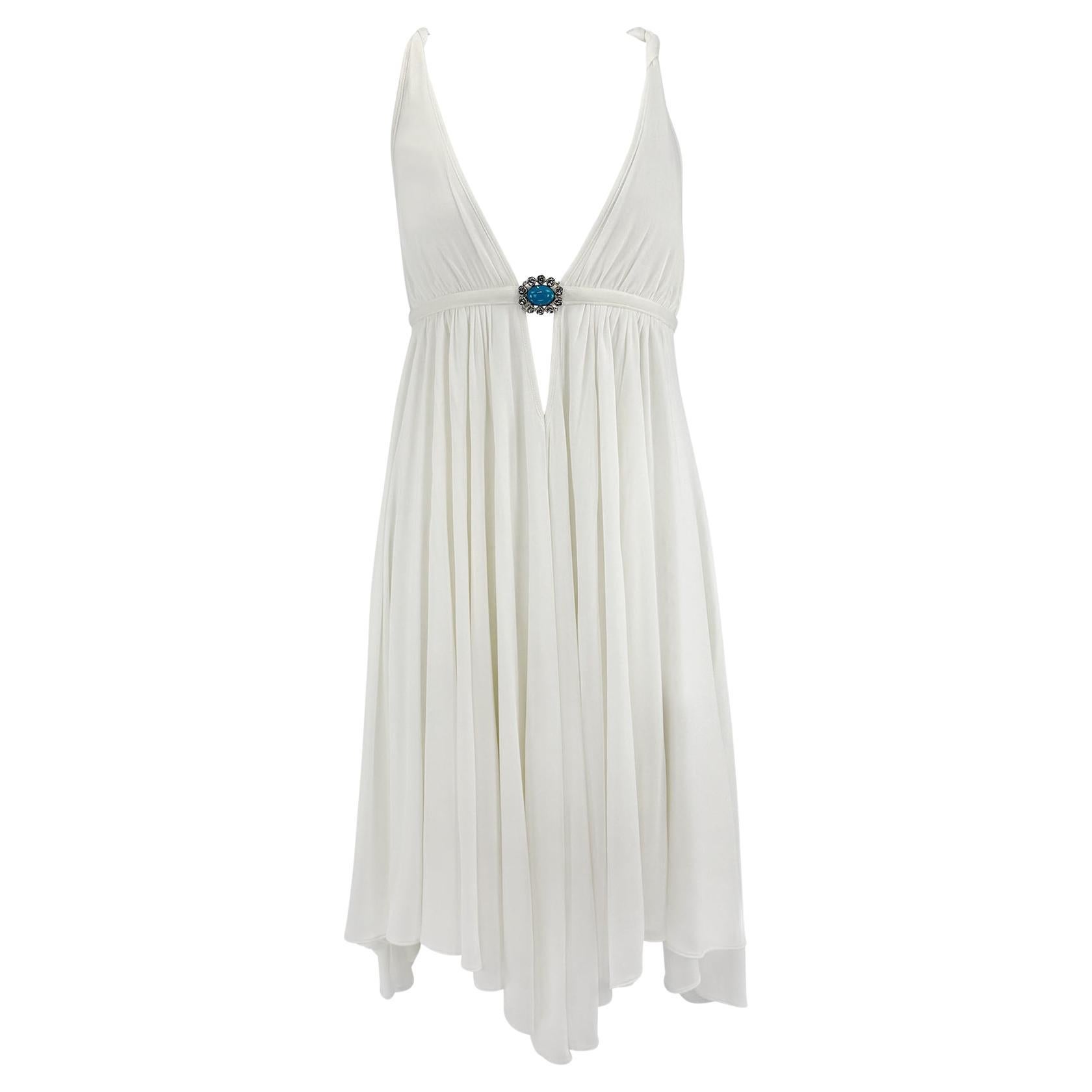 S/S 2005 Michael Kors Runway Plunging White Flare Mini Dress For Sale