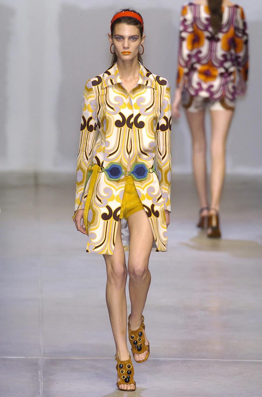 S/S 2005 Miu Miu Runway Geometric Print Silk Coat 9