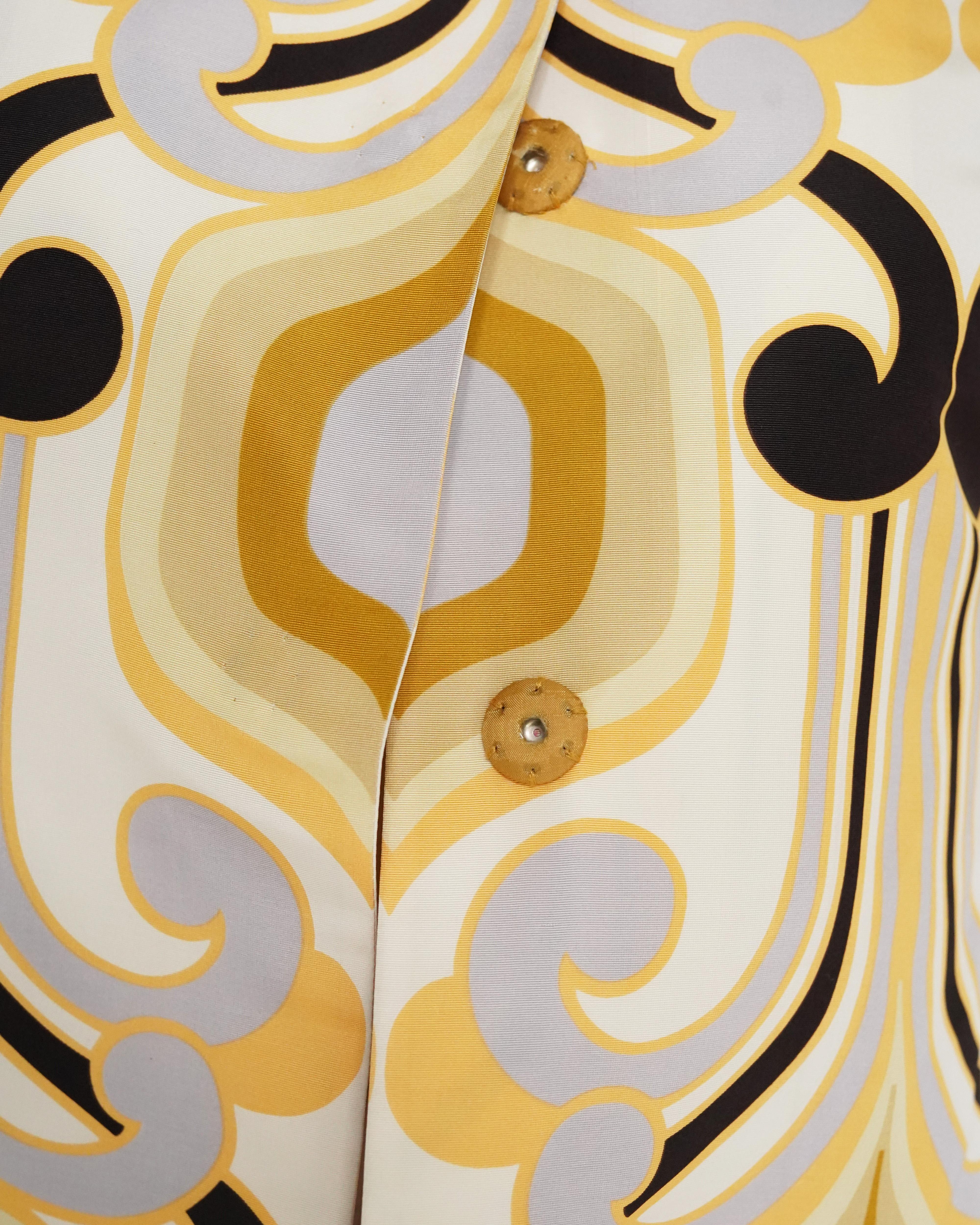 Women's S/S 2005 Miu Miu Runway Geometric Print Silk Coat