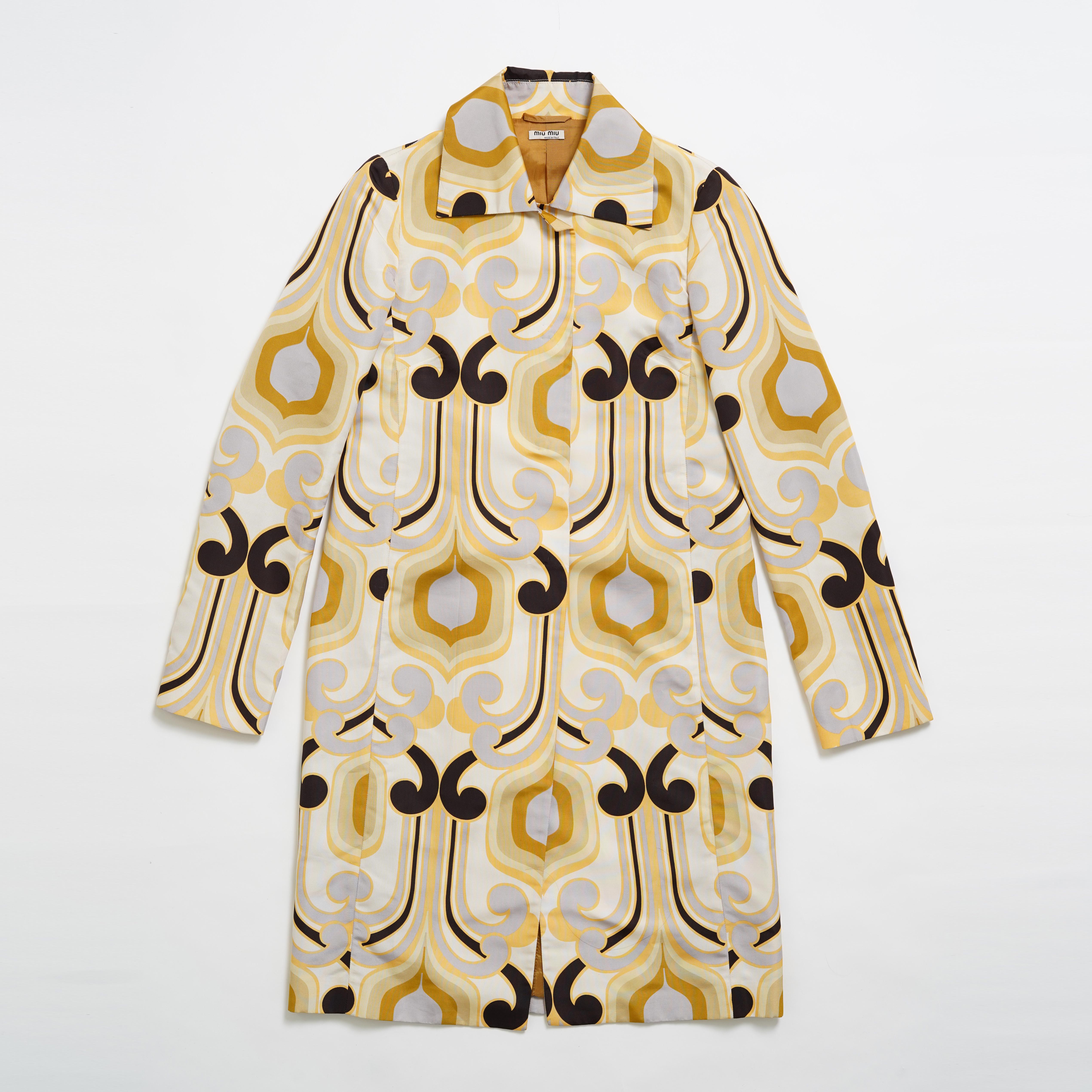 S/S 2005 Miu Miu Runway Geometric Print Silk Coat 2