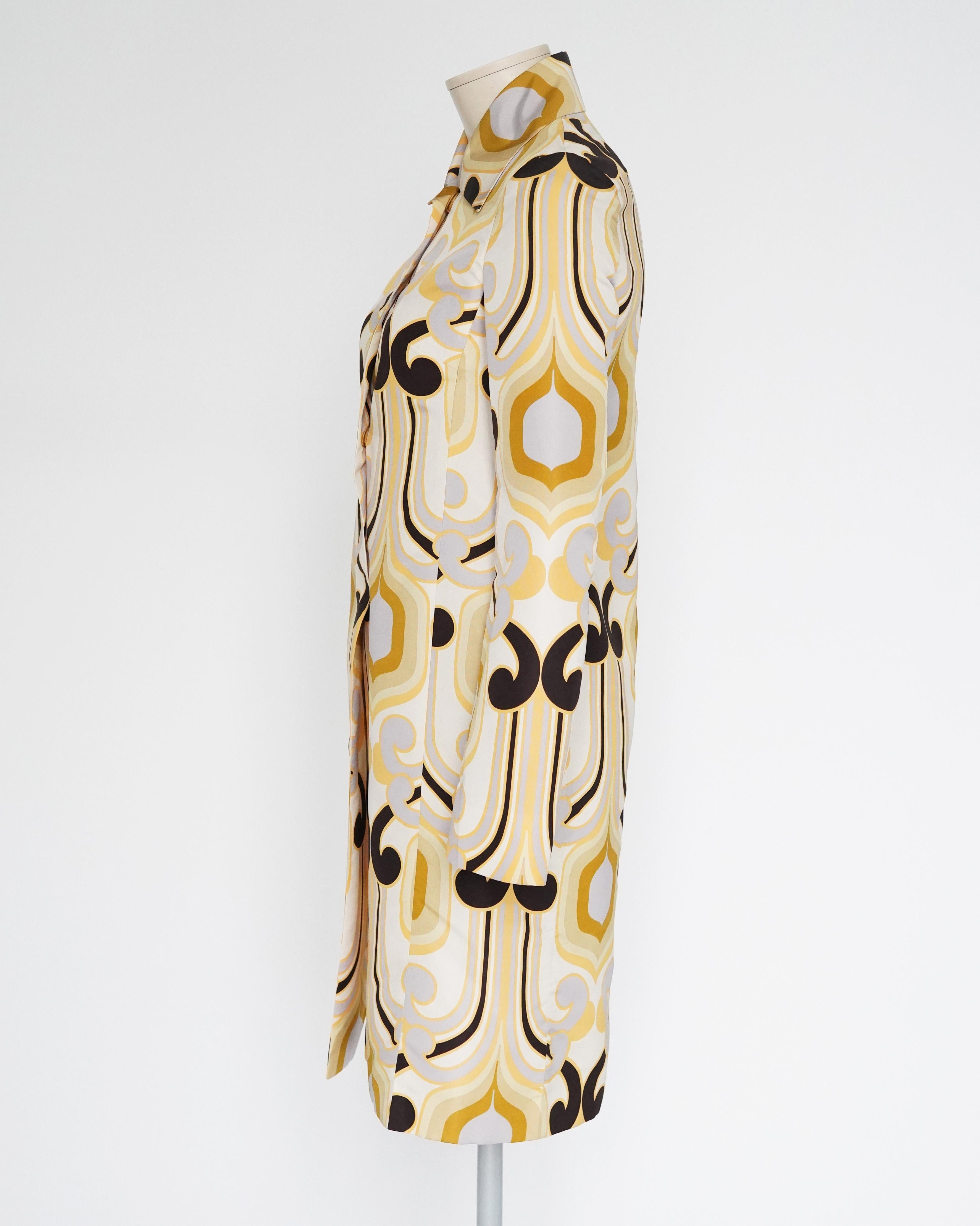 S/S 2005 Miu Miu Runway Geometric Print Silk Coat 3