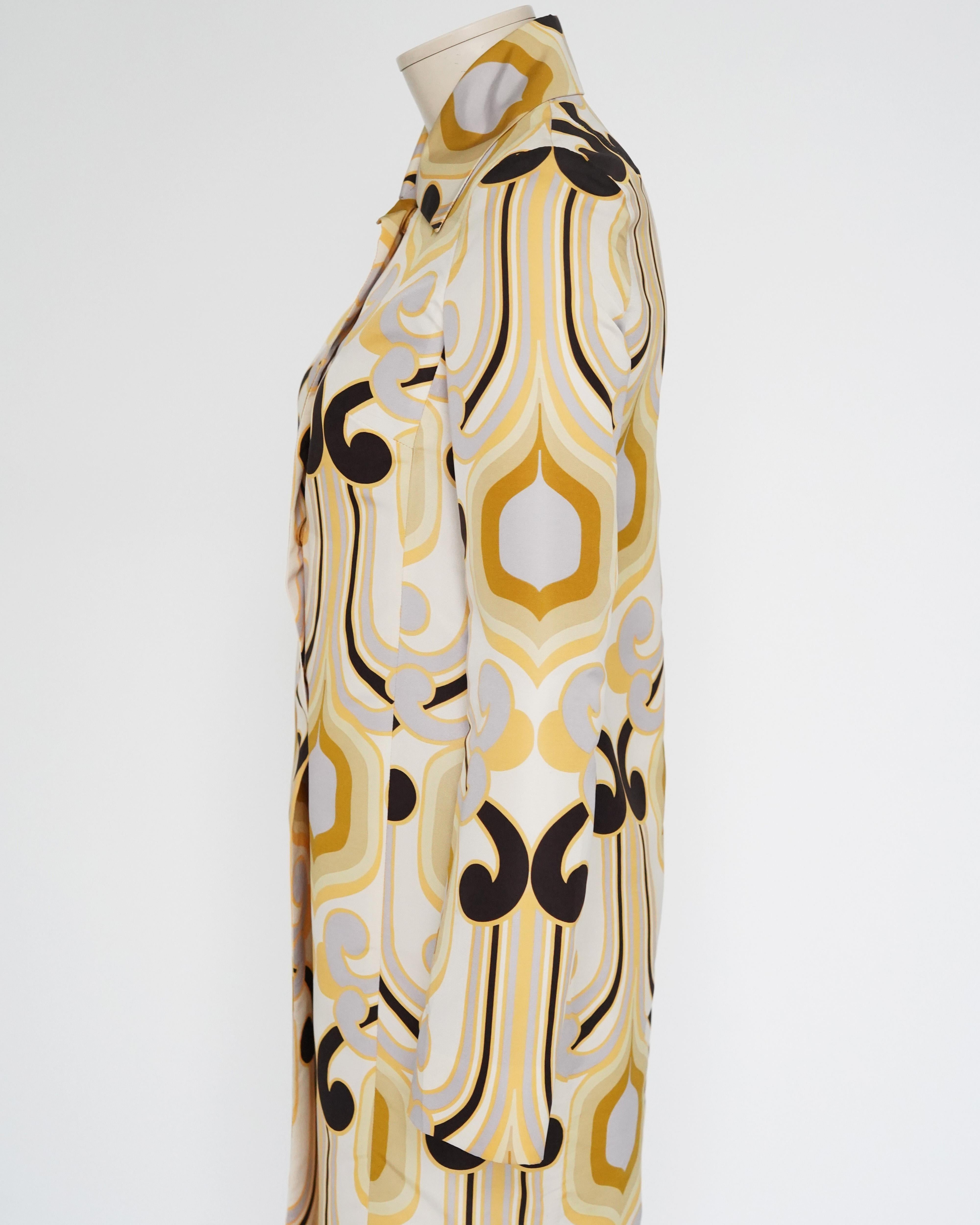 S/S 2005 Miu Miu Runway Geometric Print Silk Coat 4
