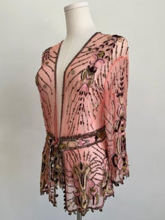 S/S 2005 Pink Sheer “Embellished Garden” Beaded Silk Top