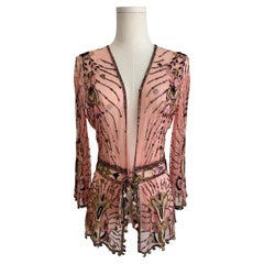 S/S 2005 Pink Sheer “Embellished Garden” Beaded Silk Top