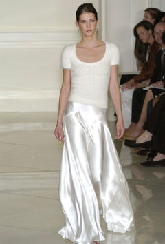 S/S 2005 Ralph Lauren Runway White Satin Voluminous Flare Maxi Skirt