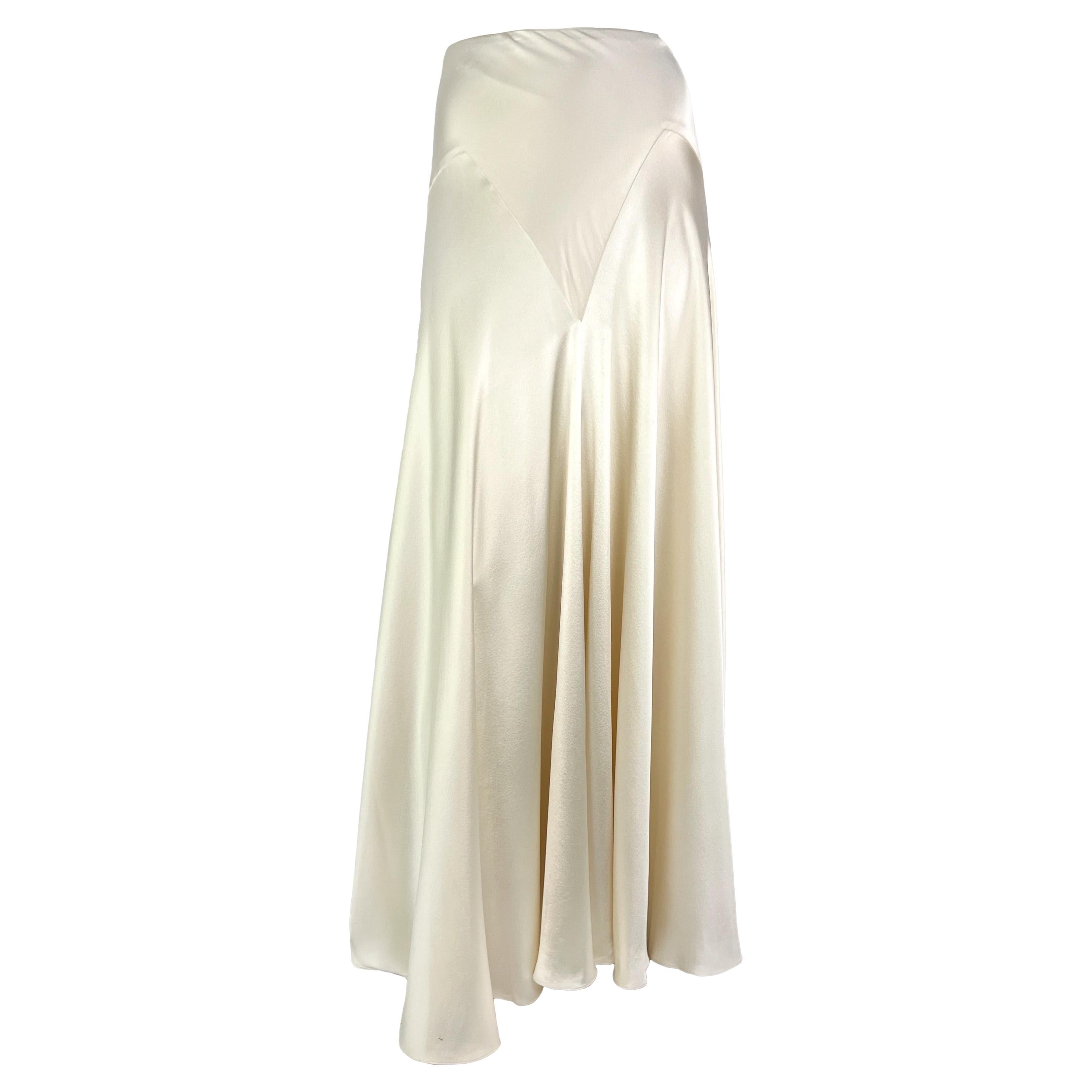 S/S 2005 Ralph Lauren Runway White Satin Voluminous Flare Maxi Skirt For Sale