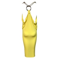 S/S 2005 Roberto Cavalli Gold Chain Straps Yellow Bodycon Dress