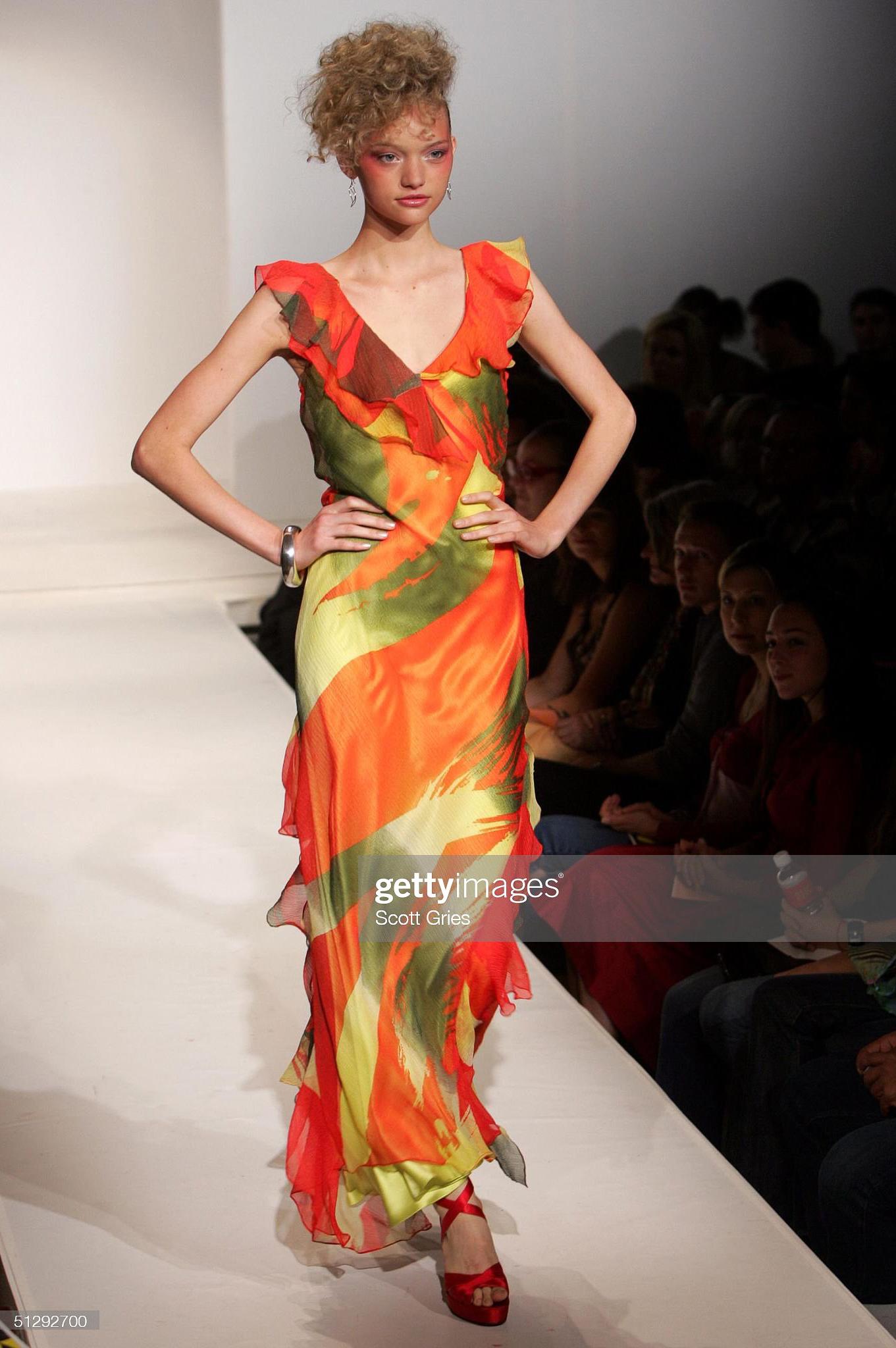 S/S 2005 Stephen Burrows Abstract Print Gown with Ruffle Details 7