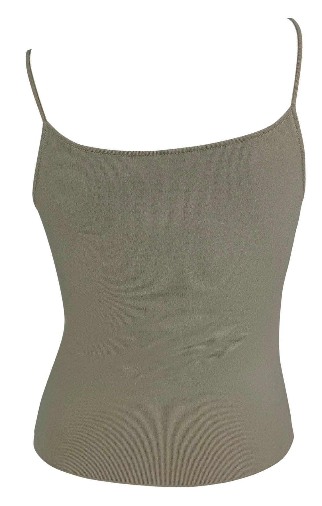 S/S 2005 Valentino Garavani Kunstperlen Sage Grün Taupe Cardigan Tank Knit Set im Angebot 5