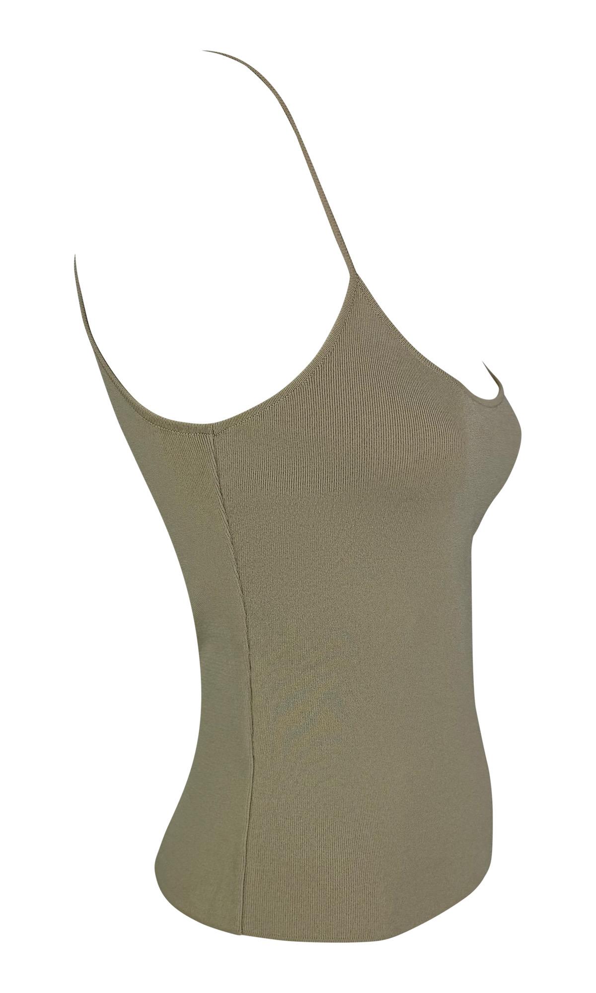 S/S 2005 Valentino Garavani Kunstperlen Sage Grün Taupe Cardigan Tank Knit Set im Angebot 6