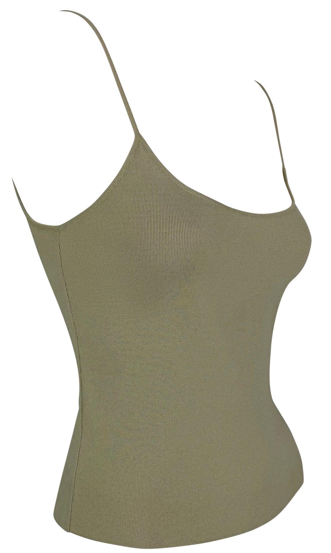 S/S 2005 Valentino Garavani Kunstperlen Sage Grün Taupe Cardigan Tank Knit Set im Angebot 7