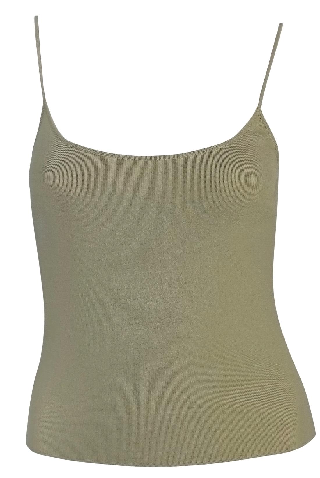 S/S 2005 Valentino Garavani Kunstperlen Sage Grün Taupe Cardigan Tank Knit Set im Angebot 2