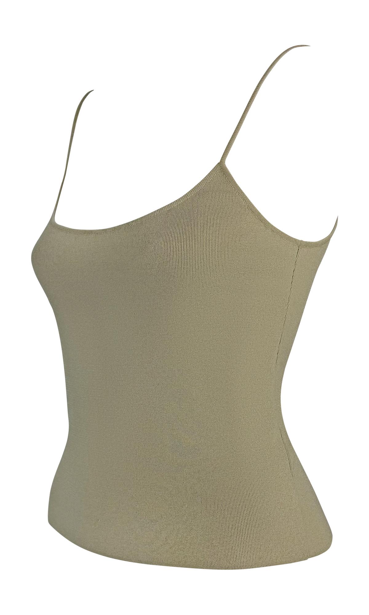 S/S 2005 Valentino Garavani Kunstperlen Sage Grün Taupe Cardigan Tank Knit Set im Angebot 3