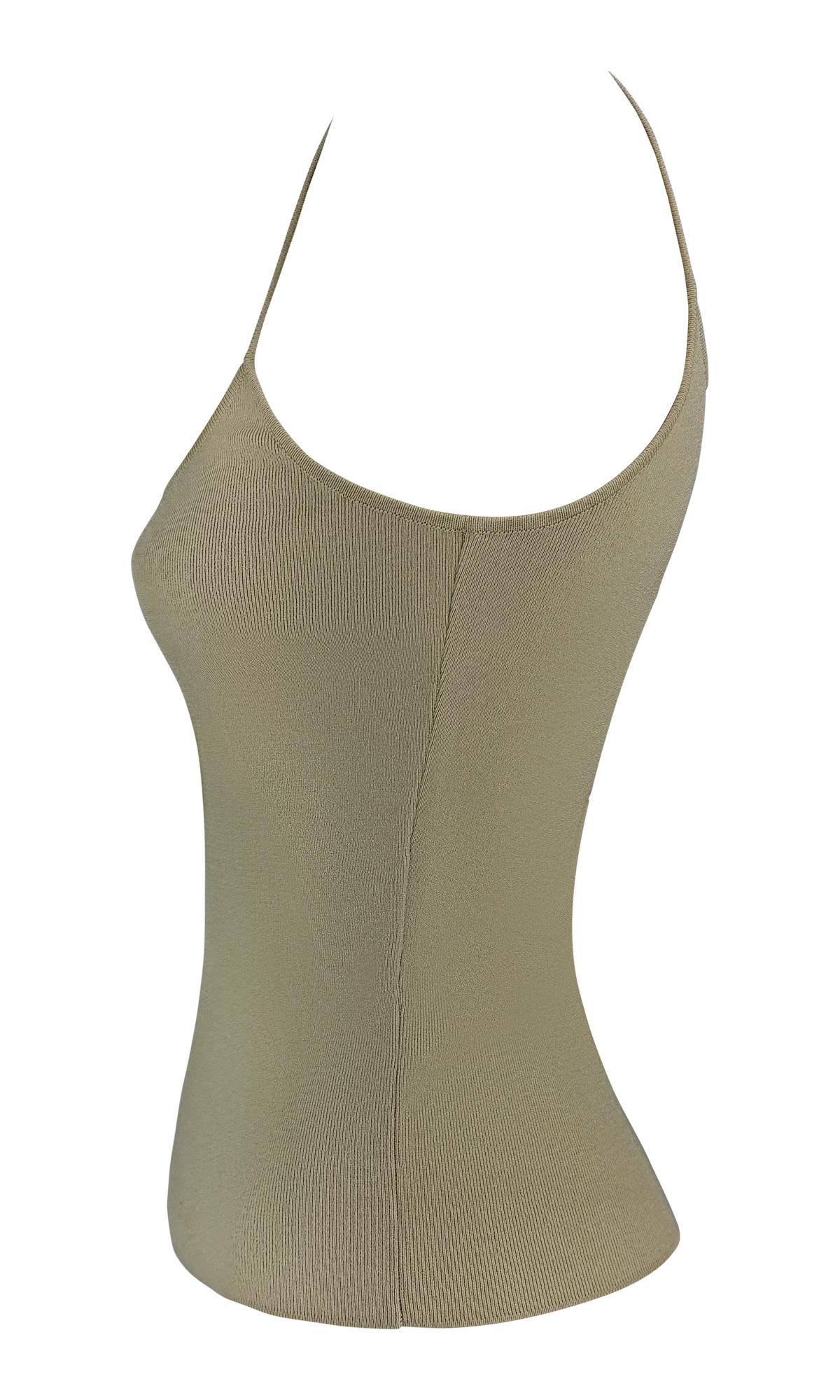 S/S 2005 Valentino Garavani Kunstperlen Sage Grün Taupe Cardigan Tank Knit Set im Angebot 4