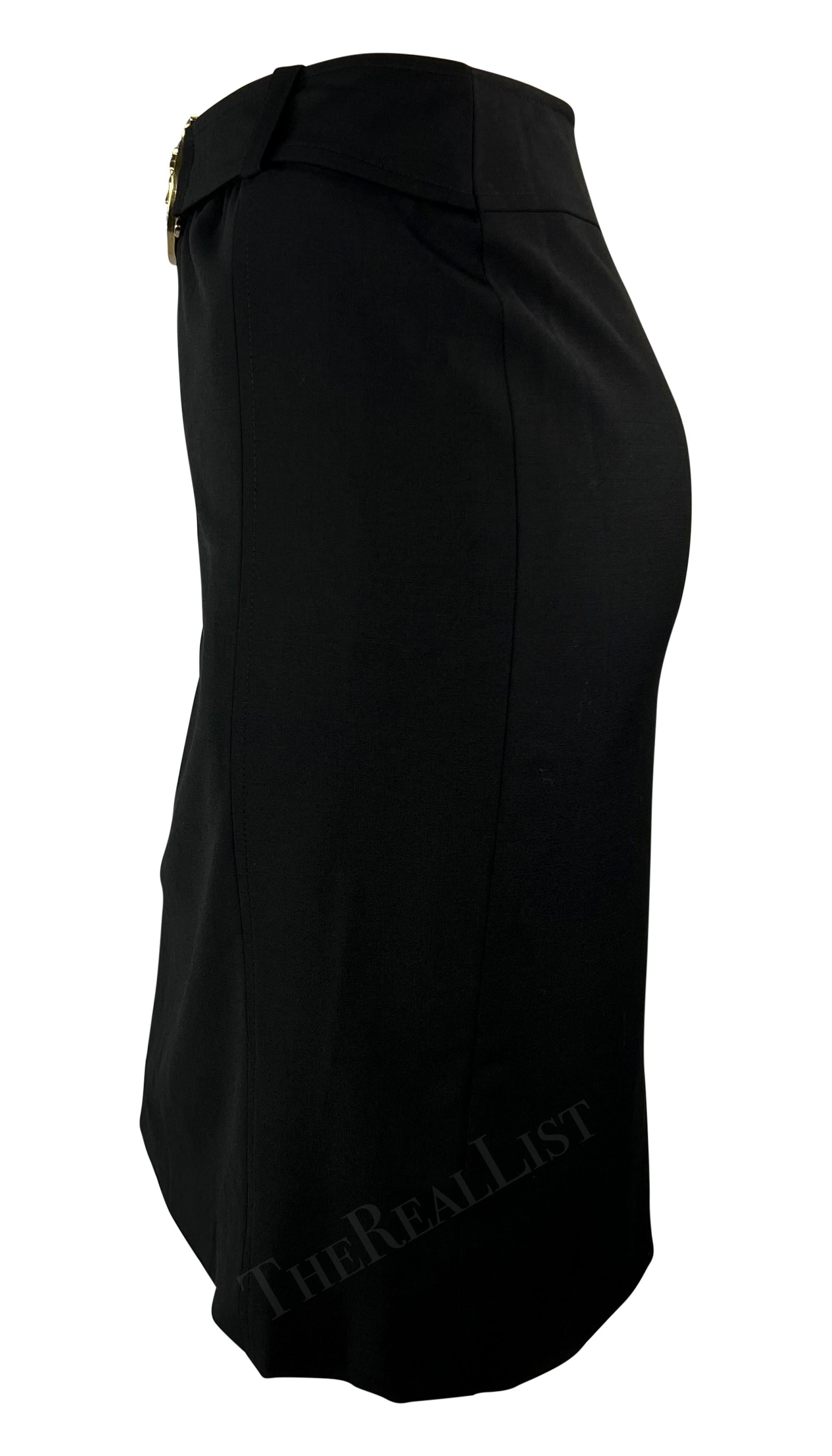 S/S 2005 Versace by Donatella Black Medusa Belt Pencil Skirt For Sale 1