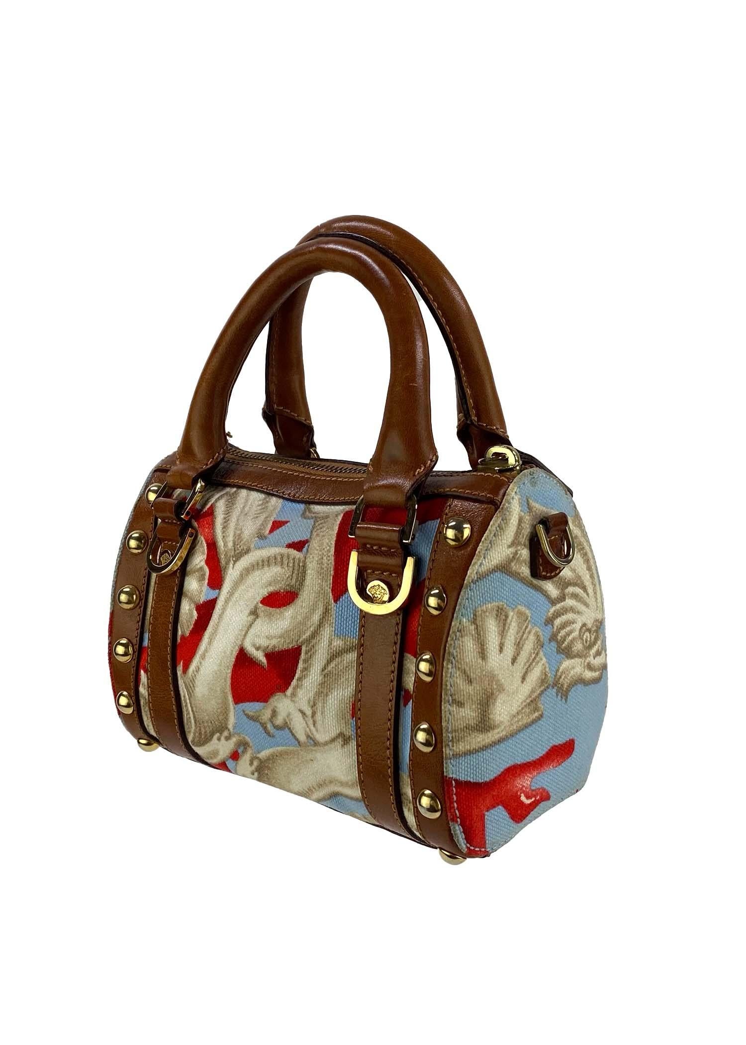 Brown S/S 2005 Versace by Donatella Micro/Mini Ocean Themed Duffle Bag  For Sale