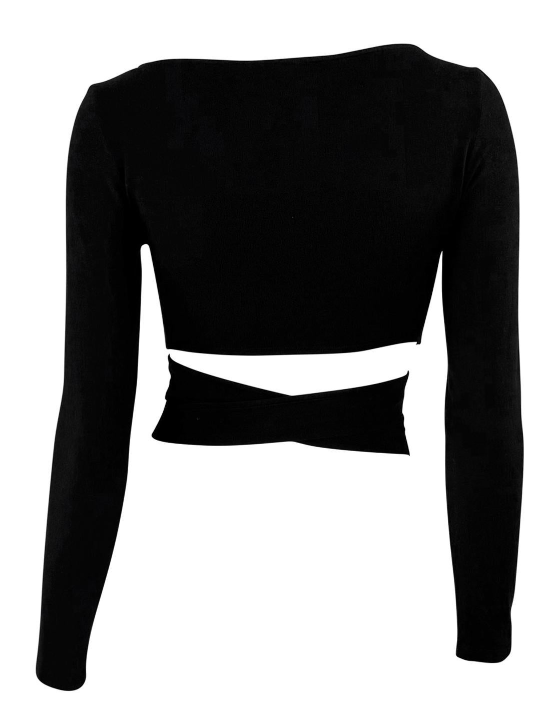 S/S 2005 Versace by Donatella Versace - Top court stretch noir avec boucle Medusa surdimensionnée Pour femmes en vente