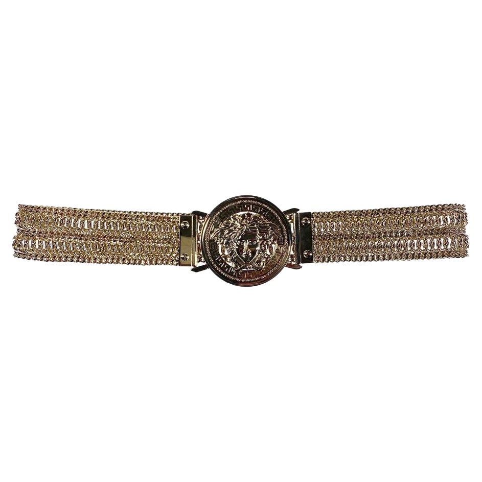 S/S 2005 Versace by Donatella Oversized Medusa Medallion Metal Chain Belt