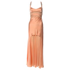 S/S 2005 Versace by Donatella Peach Silk Sheer Runway Gown