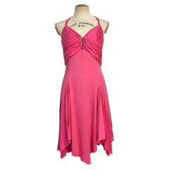S/S 2005 Versace by Donatella Pink Draped Corset Dress