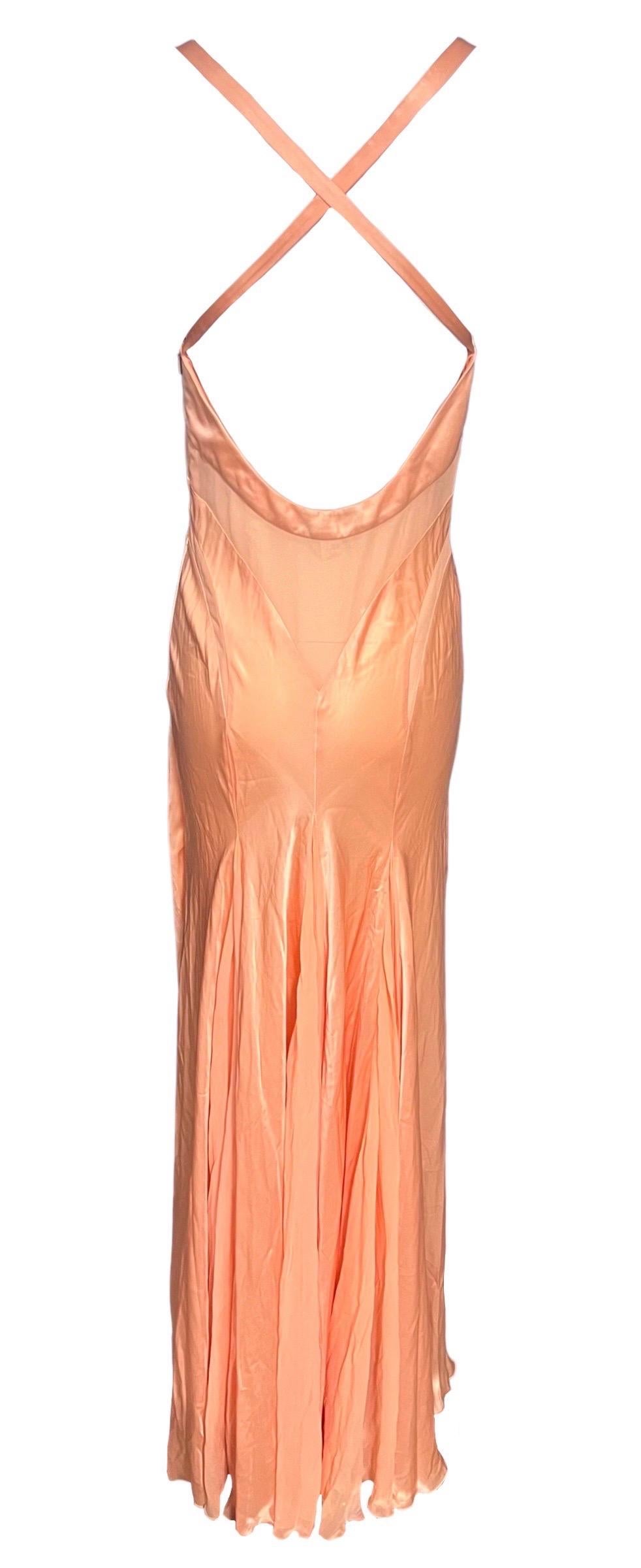 S/S 2005 Versace by Donatella Peach Silk Sheer Runway Gown 4