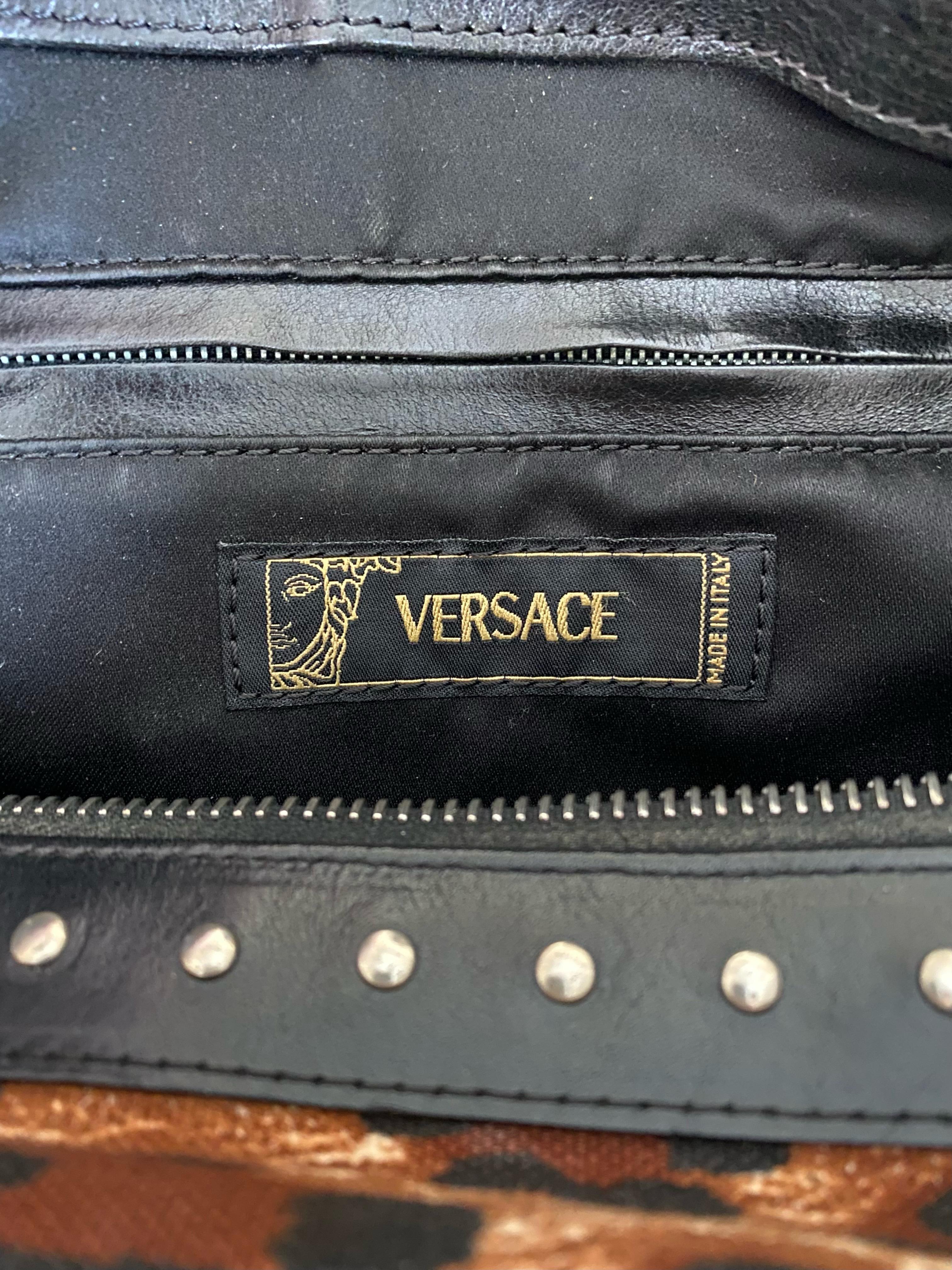 S/S 2005 Versace Chaos Couture Studded Archival Print Boston Bag Runway In Good Condition In West Hollywood, CA