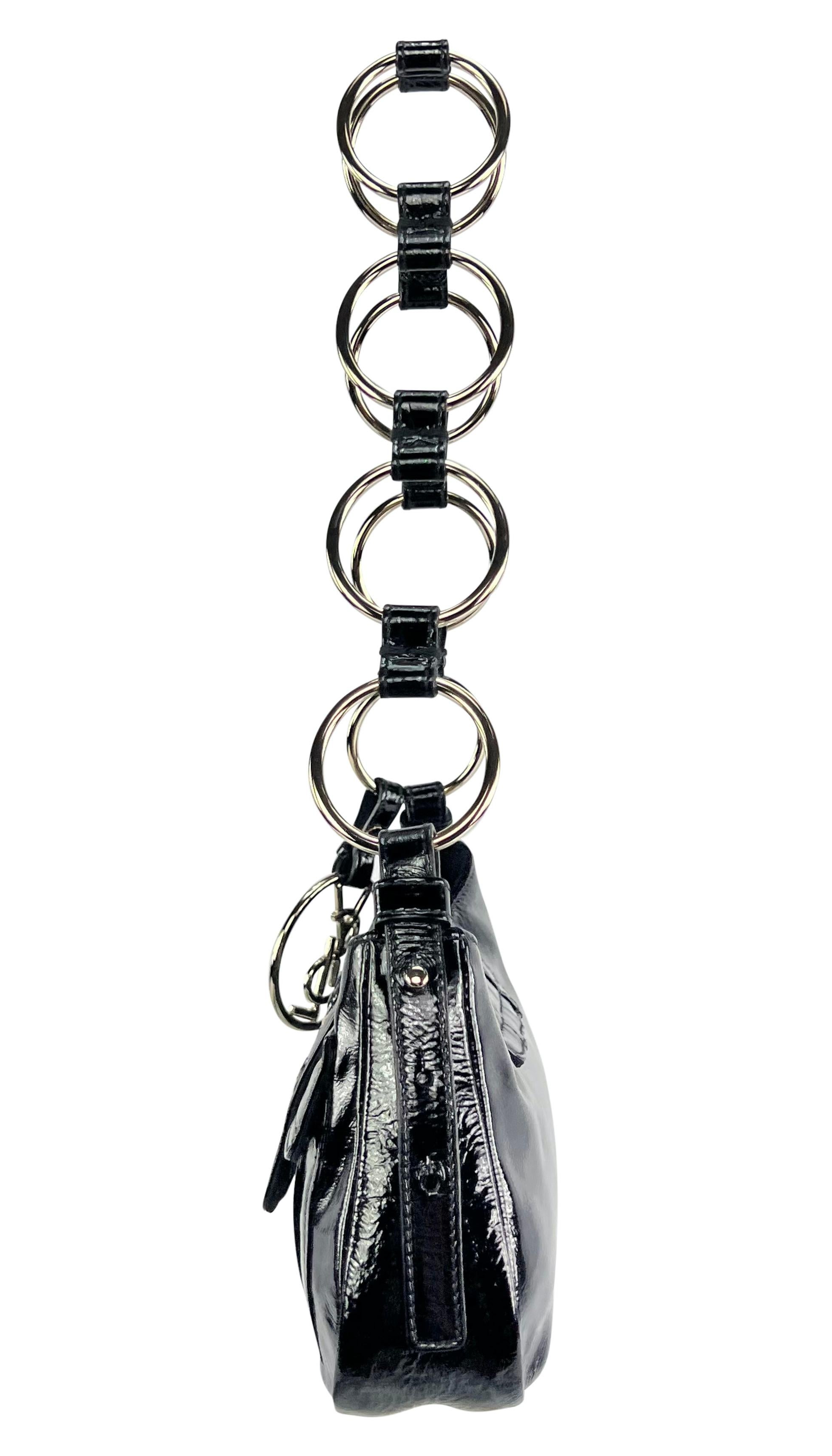 S/S 2005 Yves Saint Laurent Black Patent Leather YSL Logo Ring Mini Shoulder Bag 2
