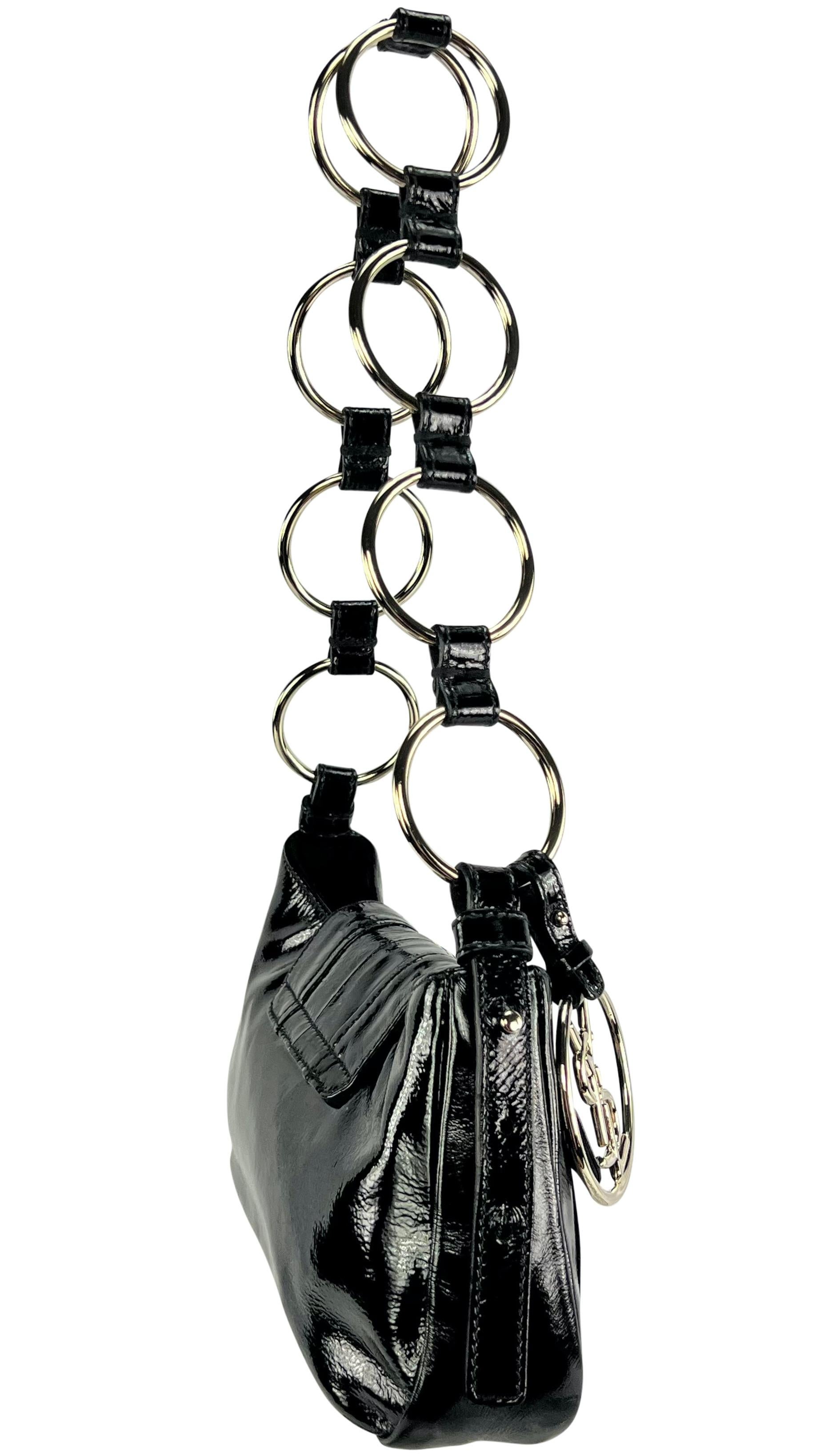 S/S 2005 Yves Saint Laurent Black Patent Leather YSL Logo Ring Mini Shoulder Bag 4