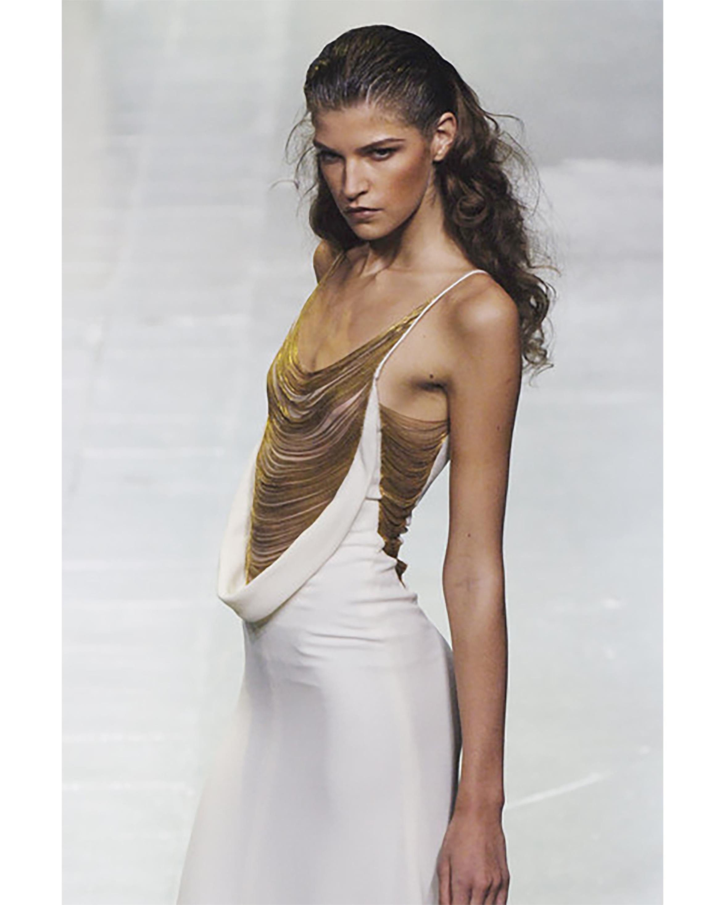 S/S 2006 Alexander McQueen Gold Chain White Gown 2