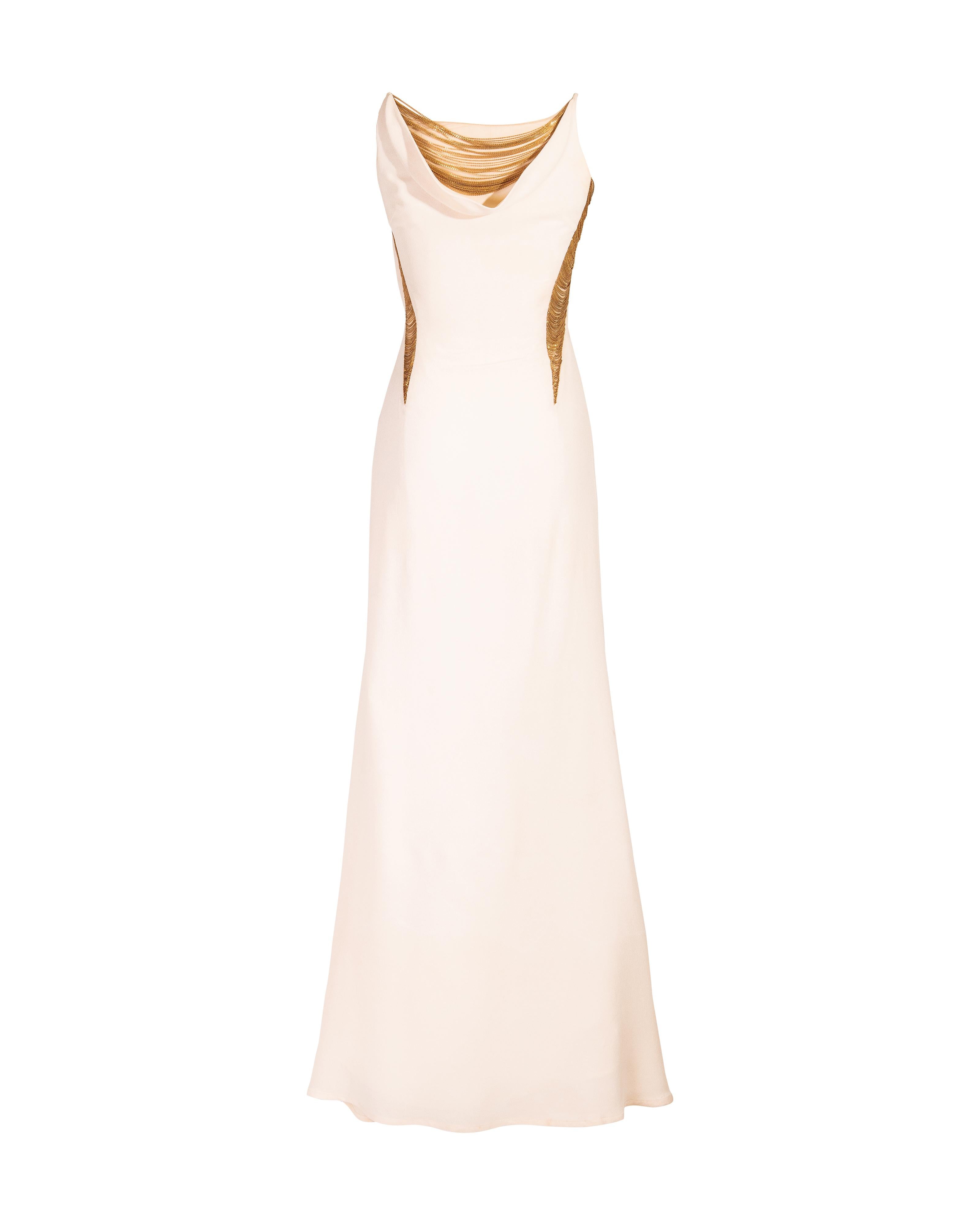 S/S 2006 Alexander McQueen Gold Chain White Gown In Good Condition In North Hollywood, CA