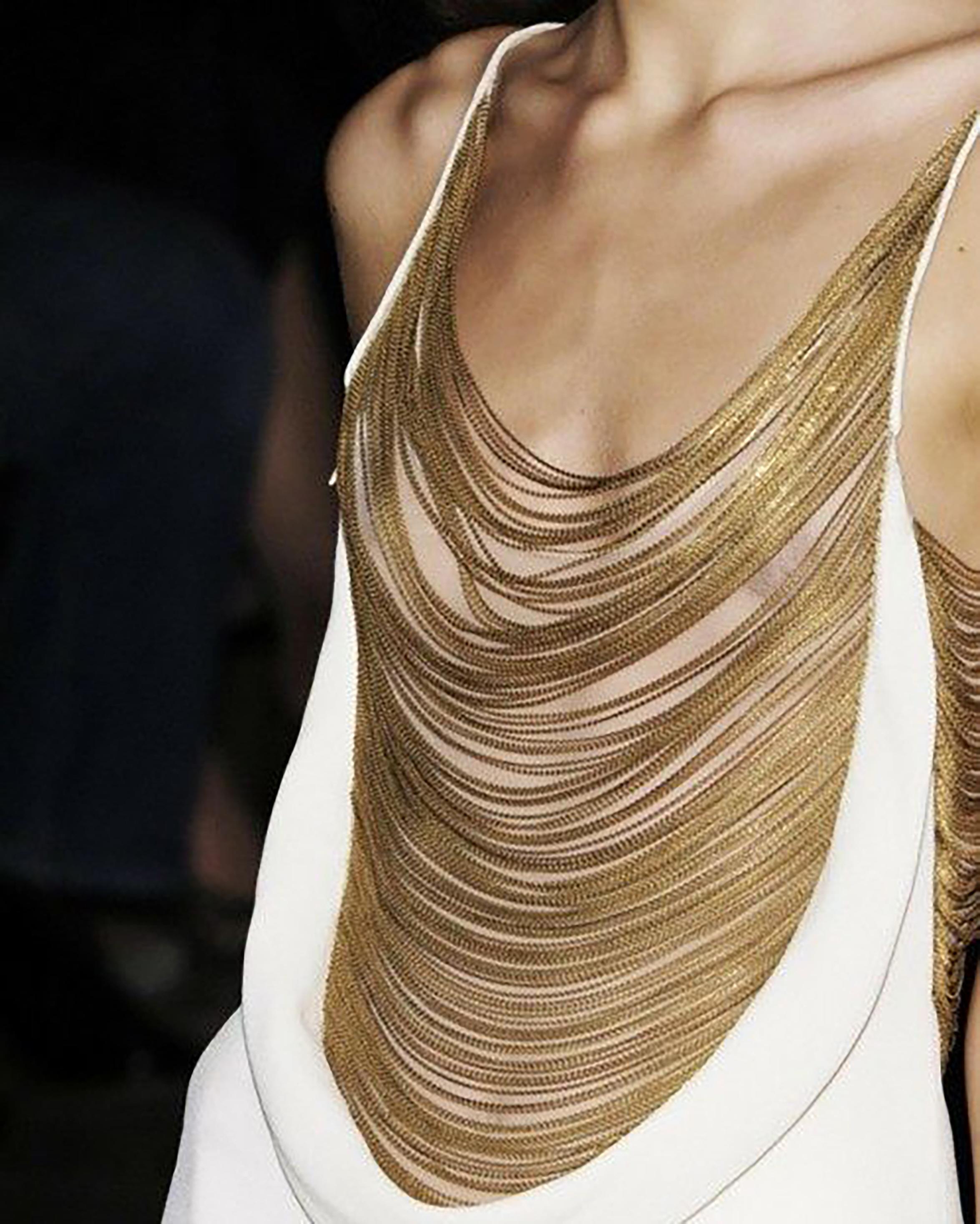 Women's S/S 2006 Alexander McQueen Gold Chain White Gown