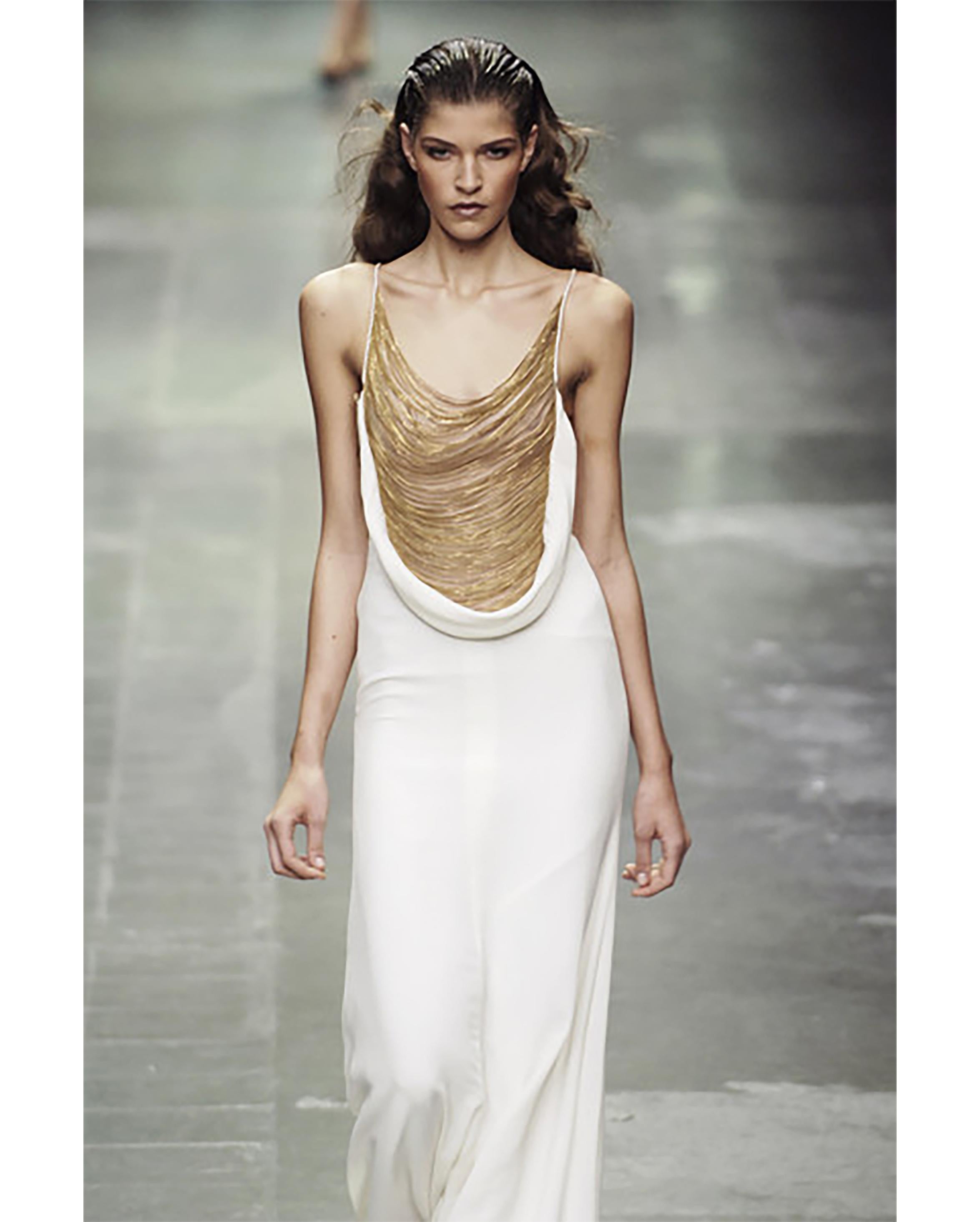 S/S 2006 Alexander McQueen Gold Chain White Gown 1