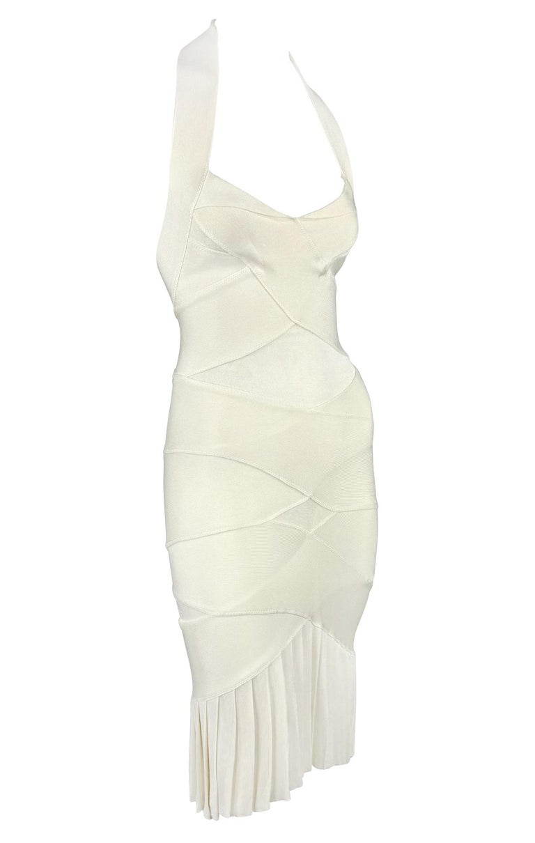 S/S 2006 Alexander McQueen Runway White Bandage Strap Sheer Bodycon Halter  Dress at 1stDibs